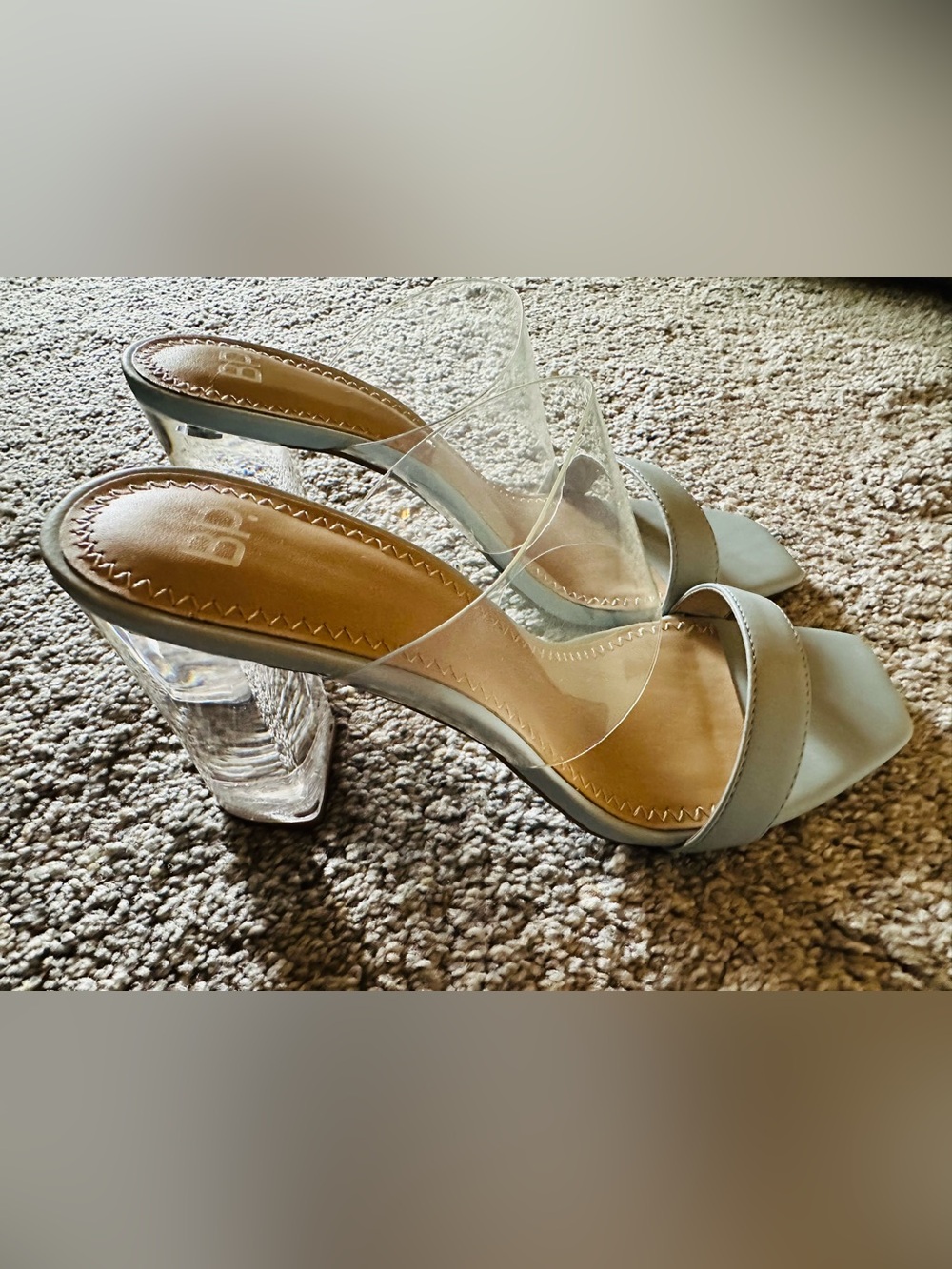 bp Clear Strap Block Heels with Light Blue Toe Band